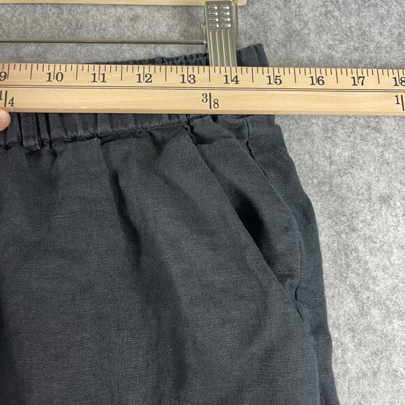 Quince European Linen Pants Womens Medium Black Pull On Coastal Lagenlook Beachy - Picture 5 of 15